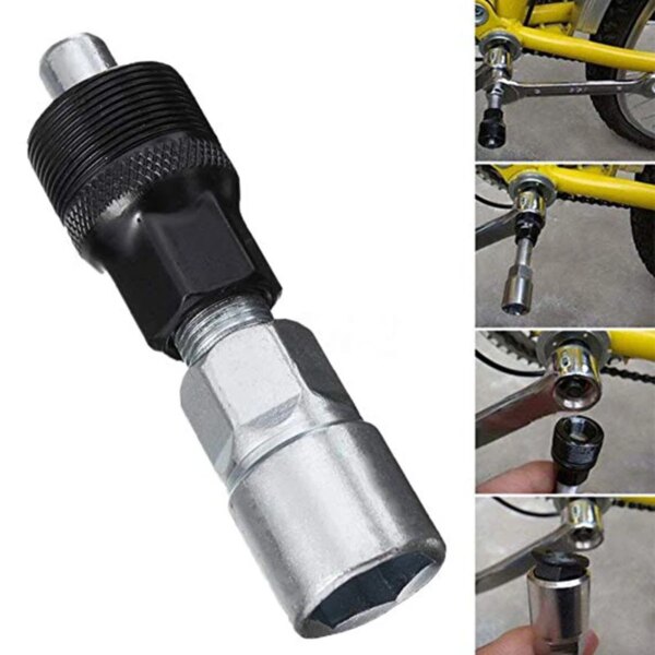 Práctico Extractor de rueda de manivela para bicicleta de montaña, soporte inferior, herramienta de reparación de Pedal de bielas de ciclismo, color plateado