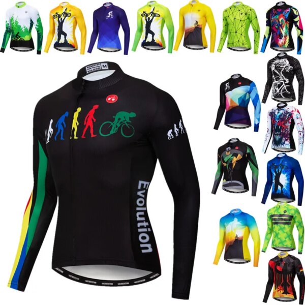 Pro Team Ciclismo Jersey manga larga 2023 hombres otoño ropa de bicicleta Tops carreras deporte MTB bicicleta Jersey chaqueta de ciclismo transpirable