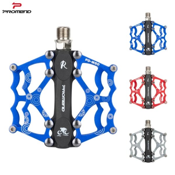 Promend MTB CNC Aleación de aluminio Rodamientos Peilin Pedal plano grande Durable Ligero Cómodo para bicicleta de montaña Bicicleta de grava de carretera