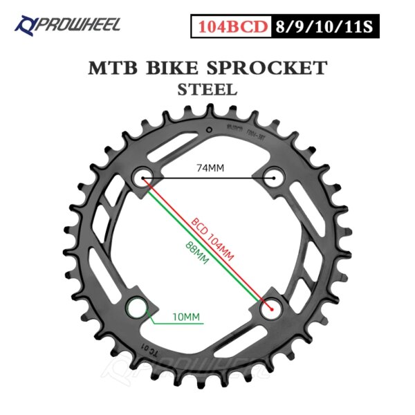 Prowheel bicicleta de montaña plato ancho estrecho 32T 34T 36T 38T 40T rueda de cadena de acero MTB bicicleta piñón placa dentada piezas de manivela