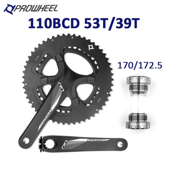 Prowheel-platos y bielas para bicicleta de carretera, 110BCD, 53T, 39T, piñón de velocidad, 2 velocidades, 11S, 10V, manivela para Shimano R7000 R8000