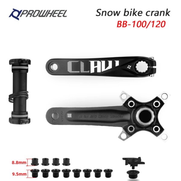 Manivela Prowheel para bicicleta de nieve CLAW-TT/MPX11, manivela de 170mm con soporte inferior BB100/120mm, juego de bielas gruesas para bicicleta