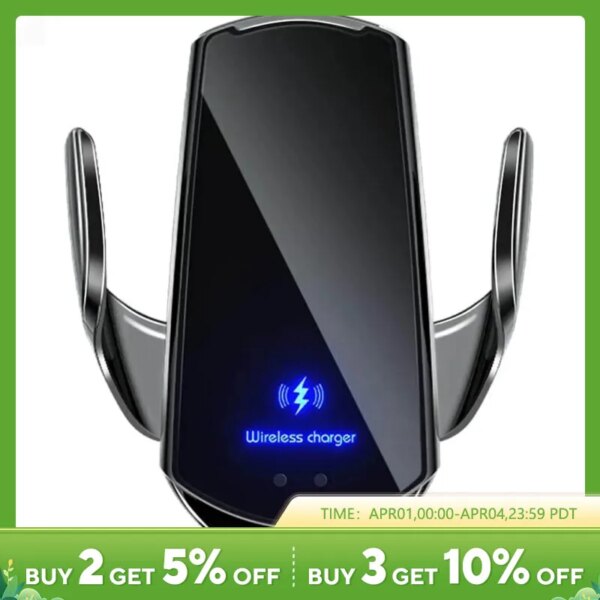 Cargador inalámbrico Q3 con Sensor inteligente para teléfono de coche, soporte de carga rápida de 15W con sujeción automática para iPhone y todos los Android habilitados para Qi
