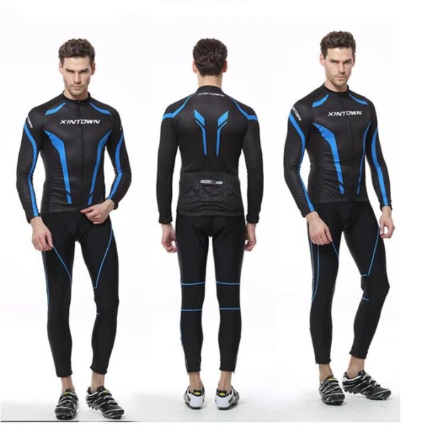 Conjunto de traje de bicicleta Q415 para hombre, ropa de ciclismo de manga larga para exteriores, absorción de humedad y eliminación del sudor, novedad de primavera y otoño