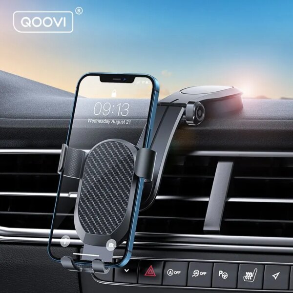 QOOVI-soporte para teléfono de coche, montaje por gravedad sin soporte magnético para iPhone 13, 12, 11, Xiaomi, Samsung y Huawei