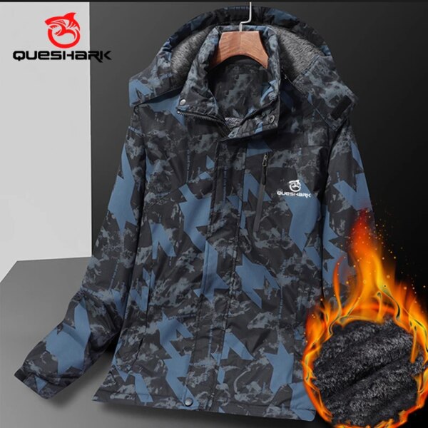 QUESHARK hombres camuflaje polar térmico impermeable a prueba de viento Softshell ciclismo chaqueta MTB bicicleta Otoño Invierno rompevientos abrigo