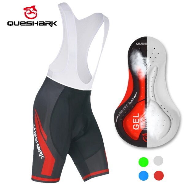 QUESHARK-pantalones cortos de ciclismo profesionales para hombre, transpirables, para ciclismo de montaña o de carretera, bañadores a prueba de golpes, medias acolchadas de Gel, pantalones cortos de bicicleta