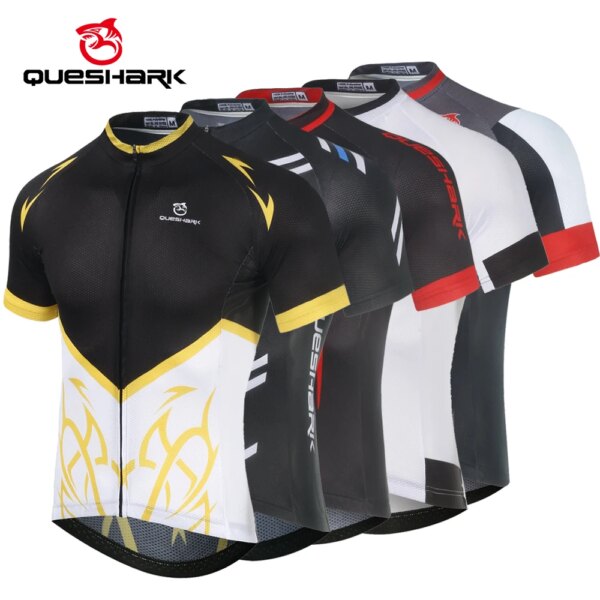 QUESHARK-Camiseta de ciclismo de manga corta para hombre, uniforme Premium de verano para bicicleta de montaña o de carretera, ropa de ciclismo de secado rápido