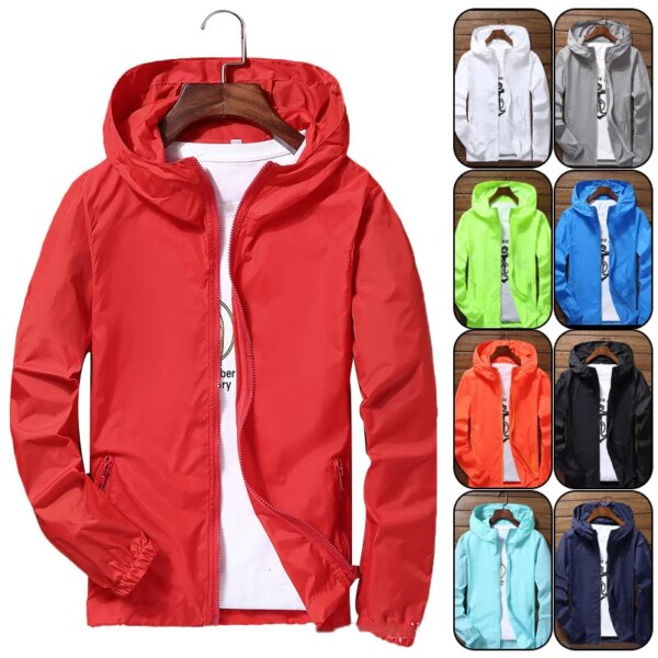 Abrigo de secado rápido para ciclismo, correr, protector solar, impermeable, UV, prendas de vestir finas, chaqueta ultraligera para hombre, abrigo a prueba de viento, chaqueta 7XL