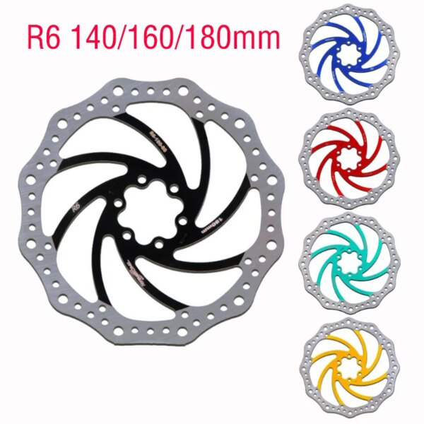 Disco de freno R6 Color Mtb 140 160 180MM bicicleta de montaña pinza mecánica hidráulica Rotor para bicicleta Vtt Bmx carretera ultraligero