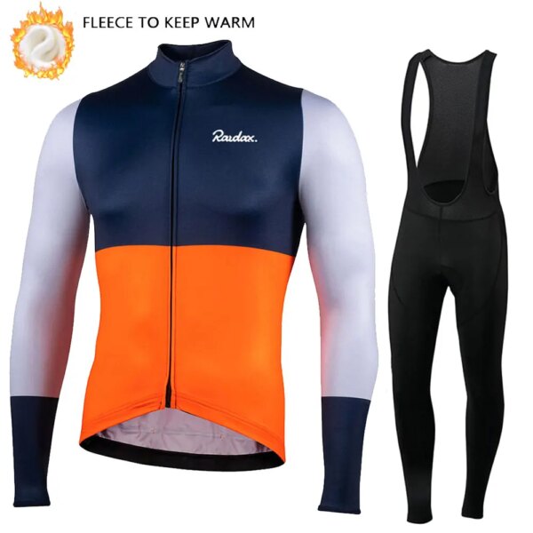 RAUDAX-ropa térmica de lana para ciclismo para hombre, conjunto de Jersey de ciclismo de lana de manga larga, traje de ciclismo cálido para bicicleta de montaña, invierno 2024