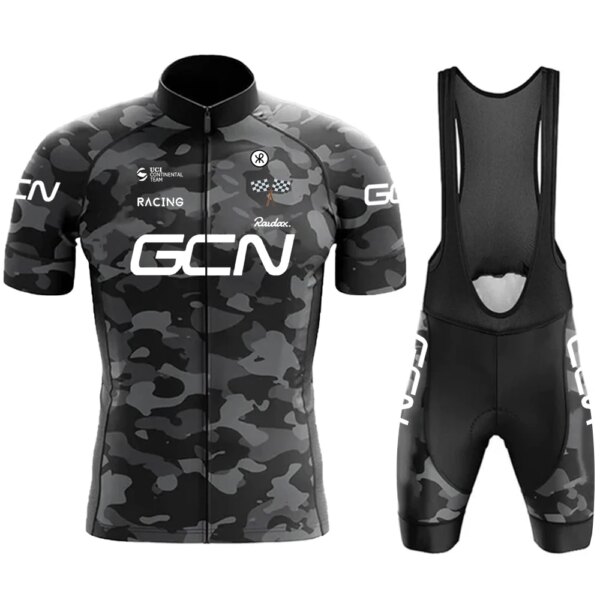 RAUDAX GCN Conjuntos de camisetas de ciclismo de verano para hombre, pantalones cortos de bicicleta de manga, ropa de ciclismo, camiseta de ciclismo de montaña, pantalones cortos con pechera, traje