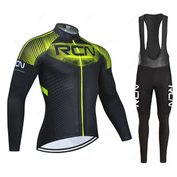 Equipo RCN nuevo para hombre, Jersey deportivo de ciclismo para primavera y otoño, ropa para bicicleta de montaña, conjunto de pantalón con pechera para bicicleta de montaña y triatlón de manga larga de verano