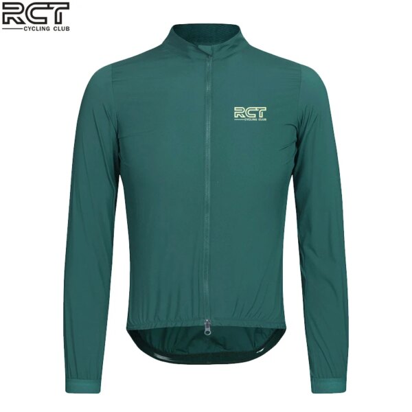 RCT Chaqueta impermeable de Ciclismo verde oscuro Chaqueta de lluvia impermeable a prueba de viento jersey bicicleta ligera camisa de manga larga