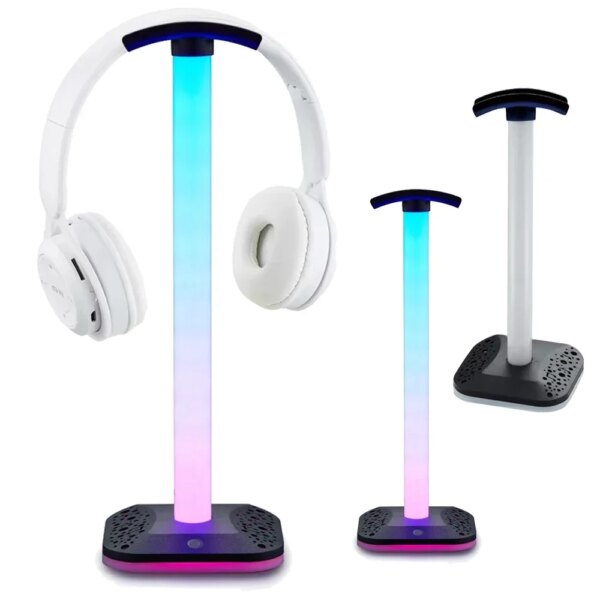 Soporte para auriculares RGB para videojuegos, luz LED translúcida, puerto USB Dual, Control táctil, pantalla de escritorio, accesorios para auriculares