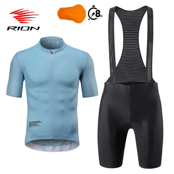 RION-pantalones cortos con pechera para ciclismo, conjunto de Jersey MTB para hombre, uniforme de bicicleta de carretera, mallas con relleno para motocicleta, camisas de larga distancia 8H Dolomiti