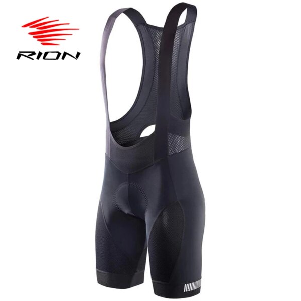 RION-pantalones cortos con pechera para ciclismo para hombre, transpirables, acolchados, para triatlón, Pro Licra, ropa de ciclismo de montaña