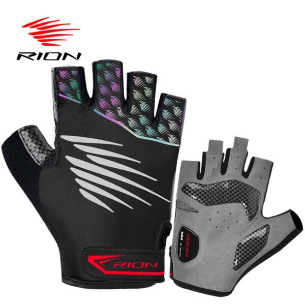 RION Guantes de Ciclismo para hombre antideslizantes medio dedo guantes transpirables accesorios para bicicletas Guantes Ciclismo equipo de bicicleta para MTB