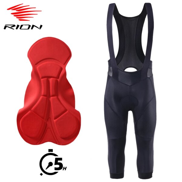 RION MTB-pantalones cortos de ciclismo para hombre, ropa para bicicleta de montaña y motocicleta, mallas con pechera 3/4, pantalones acolchados para bicicleta, ciclismo profesional al aire libre, secado rápido 5H