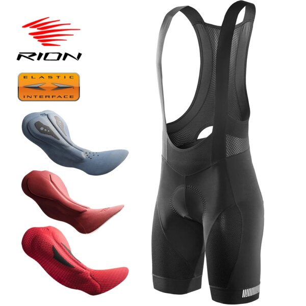 RION hombres ciclismo Bib Shorts Bretelle medias bicicleta ropa pantalones Pad MTB Biker Lycra hombre tirantes Leon interfaz elástica