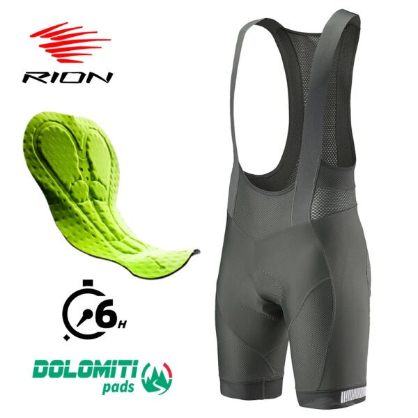 RION-pantalones cortos con pechera para ciclismo para hombre, medias acolchadas para bicicleta, soporte para motorista, ropa para bicicleta de montaña, ropa de larga distancia Dolomiti Pro