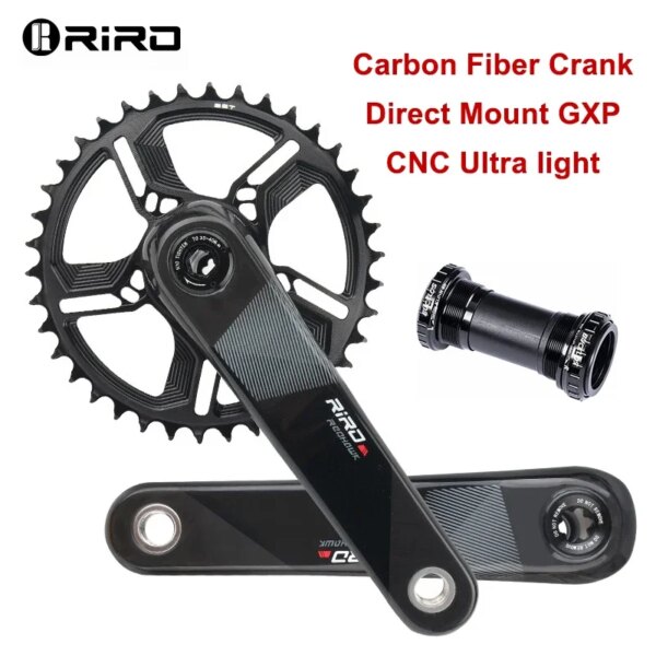 RIRO-platos y bielas de carbono para bicicleta de montaña, plato de bicicleta de carretera DUB para GXP, 11/12 velocidades, CNC, juego de manivela de bicicleta ultraligera 32 34 36 38T