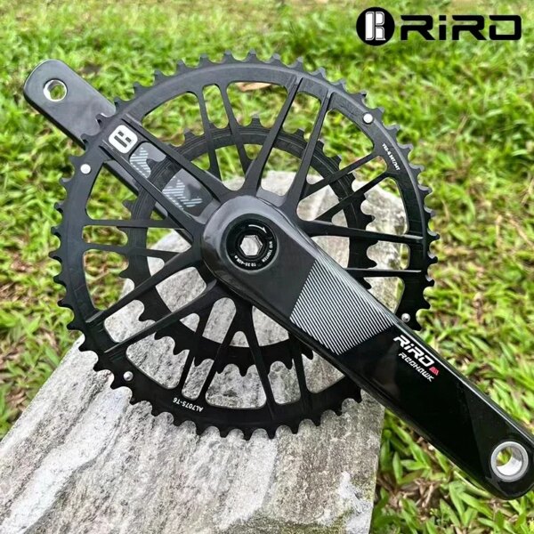 RIRO-platos y bielas de carbono para bicicleta de carretera GXP, 12 platos y bielas de velocidades, montaje directo, manivela de carbono de 170mm, 46/48/50/52T, rueda dentada plegable