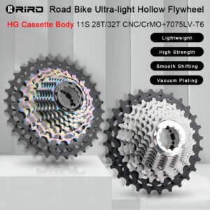 RIRO bicicleta de carretera rueda libre ultraligera 11/12S-28-34T bicicleta CNC chapado al vacío Cassette HG volante hueco 11/12V piñón de velocidad