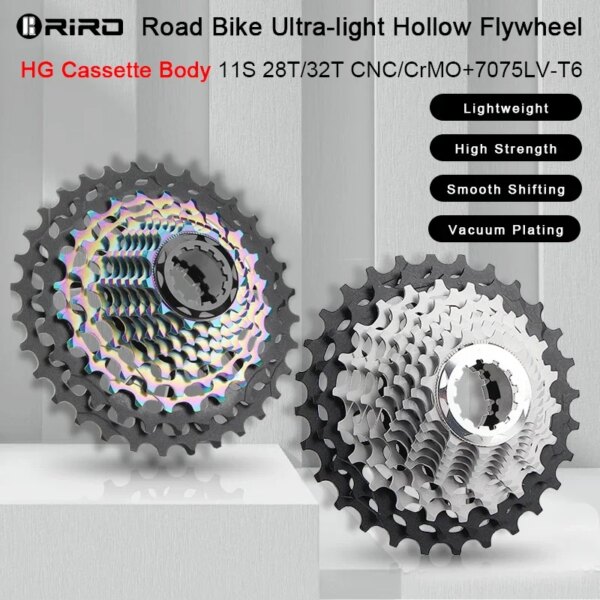 RIRO bicicleta de carretera rueda libre ultraligera 11/12S-28-34T bicicleta CNC chapado al vacío Cassette HG volante hueco 11/12V piñón de velocidad