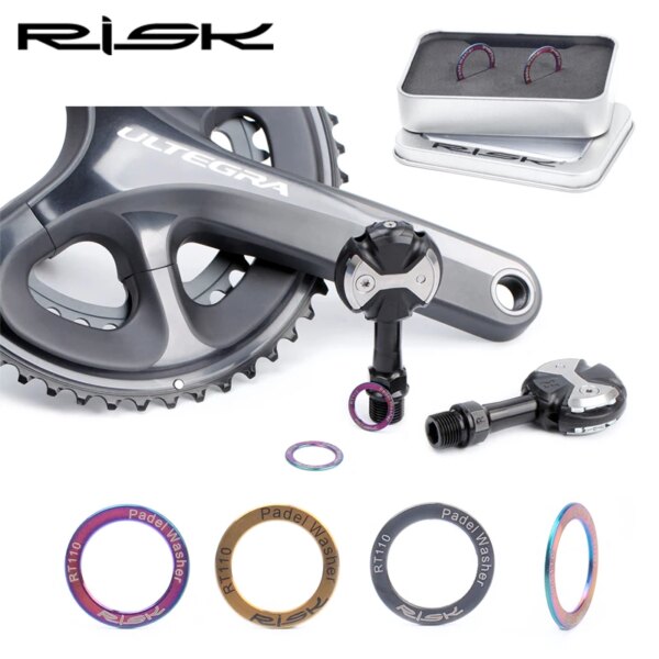 RISK RT110-arandela de Pedal para bicicleta de montaña y carretera, brazo de manivela de aleación de titanio, espaciador de repuesto, anillo redondo, un par