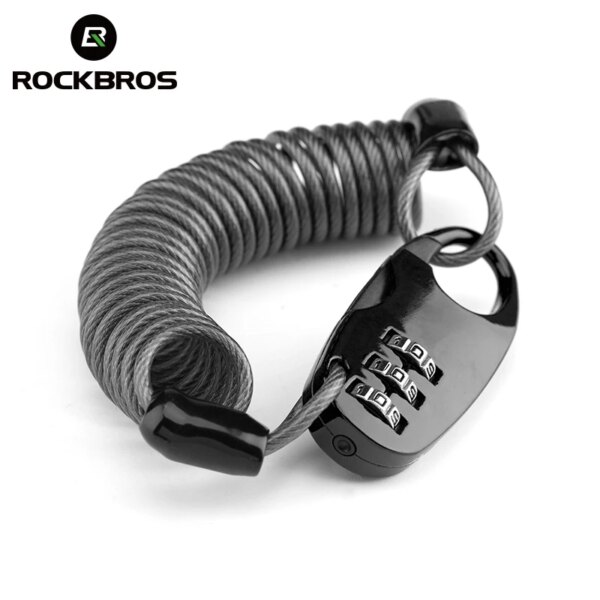 ROCKBROS-candado para casco de bicicleta con contraseña de 3 dígitos, candado antirrobo con Cable portátil ultraligero para bicicleta y motocicleta