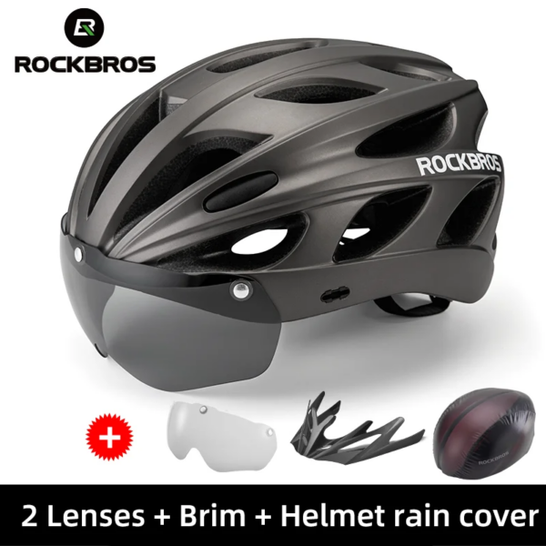 ROCKBROS-casco de bicicleta EPS ultraligero para exteriores, ajustable, para hombre y mujer, accesorio para casco moldeado integralmente dividido