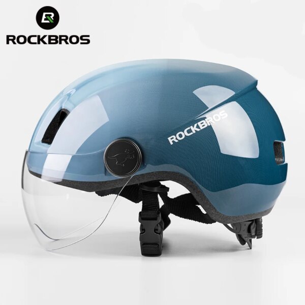 Casco de bicicleta ROCKBROS EPS ultraligero casco de ciclismo hombres mujeres deporte al aire libre carretera Mtb casco de bicicleta gafas lente casco 55-63cm