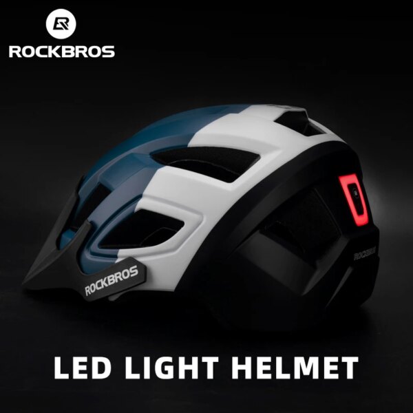 ROCKBROS-casco de bicicleta con luz LED recargable, casco de ciclismo MTB, Casco de Bicicleta de carretera, gorro de seguridad deportivo para hombre, equipo de ciclismo