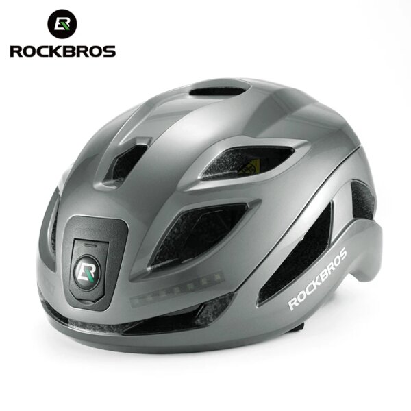 ROCKBROS-casco con luz para bicicleta, casco de ciclismo con carga tipo C, recargable, ajustable, para bicicleta de montaña y carretera