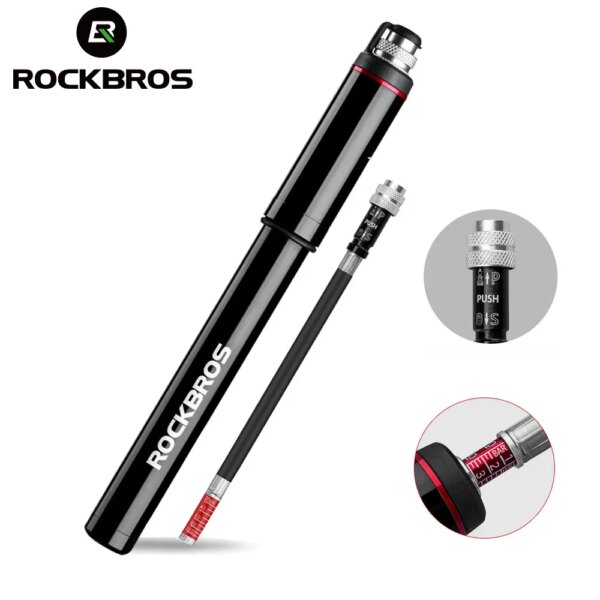 ROCKBROS-bomba de bicicleta Mini, 150 PSI, aleación de aluminio, portátil, con manómetro, inflador, bomba de neumáticos de ciclismo, válvula Presta MTB