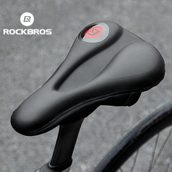 ROCKBROS-sillín de bicicleta, funda de asiento suave para bicicleta de montaña y carretera, de silicona transpirable, con absorción de impacto, cojín, accesorio para ciclismo