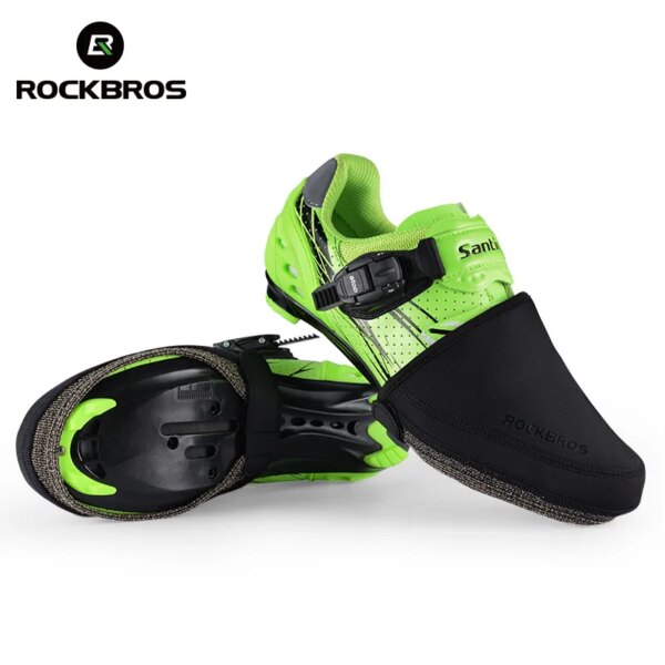 ROCKBROS-cubiertas para zapatos de bicicleta, cubierta para zapatos de ciclismo, tela de abrasión a prueba de viento, mantiene el calor, medio cubrezapatos, cubierta para zapatos de bicicleta de montaña y carretera