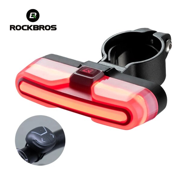 ROCKBROS-luz trasera inteligente para bicicleta, carga tipo C, Sensor de freno IPX6, luz trasera de advertencia para bicicleta, accesorios para bicicleta