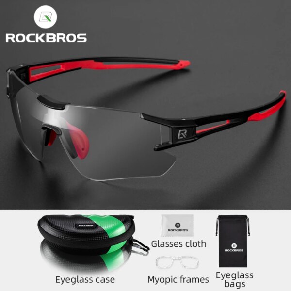 ROCKBROS-gafas fotocromáticas para bicicleta, lentes fotocromáticas UV400, gafas para deportes al aire libre, gafas de sol para ciclismo de montaña y carretera