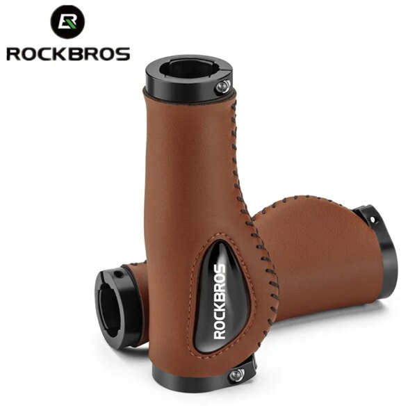 ROCKBROS-empuñaduras de bicicleta, puños de manillar de silicona líquida suave que absorben los golpes, manillar de Ciclismo de Carretera MTB de cuero PU con bloqueo Bilateral