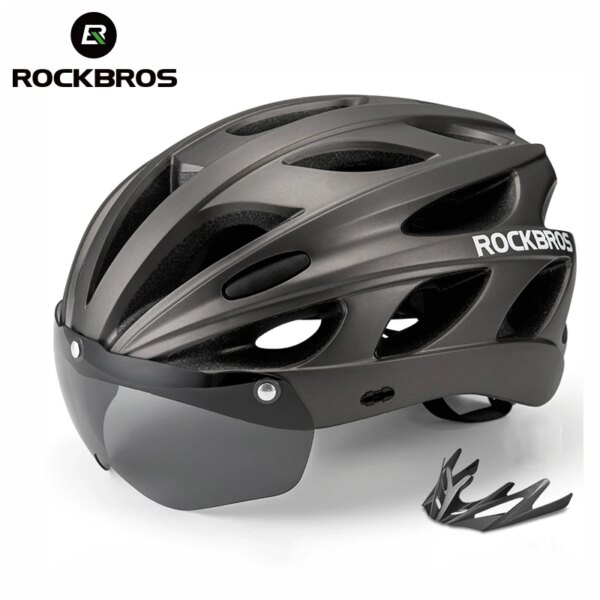 ROCKBROS-casco de seguridad en ciclismo para hombre y mujer, casco de bicicleta de carretera, ligero y transpirable, moldeado integralmente EPS