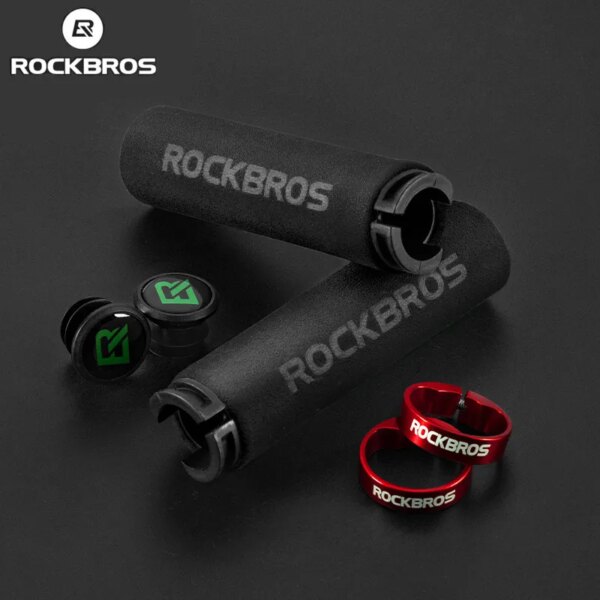 ROCKBROS-empuñaduras de ciclismo para manillar de bicicleta de montaña, antideslizantes, absorbentes, suaves, de silicona, accesorios para manillar de esponja