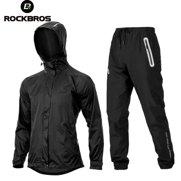 ROCKBROS-Conjuntos de chaqueta de Ciclismo, impermeable reflectante para bicicleta, ropa deportiva transpirable para exteriores, cortavientos, Jersey, pantalones, traje de Ciclismo