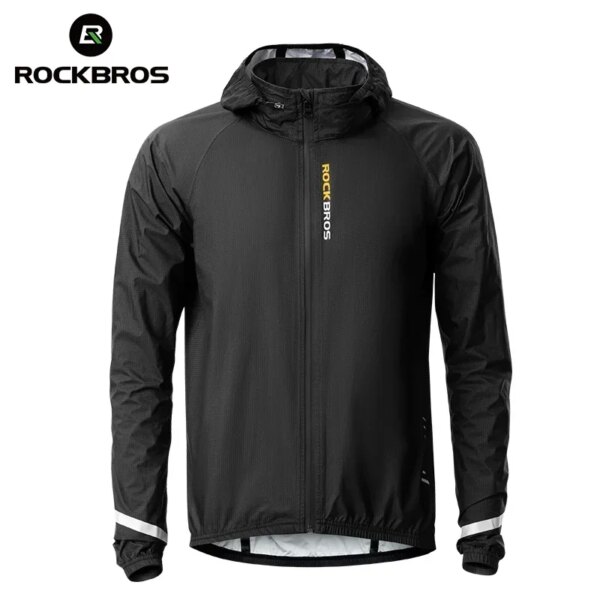 ROCKBROS-Chaqueta de ciclismo impermeable y transpirable para bicicleta, cortavientos reflectante con capucha para deportes al aire libre