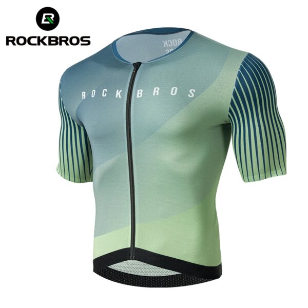 ROCKBROS-Camiseta de ciclismo para hombre, camiseta MTB, ropa de verano para bicicleta de montaña, ropa deportiva transpirable de alta calidad con cremallera YKK