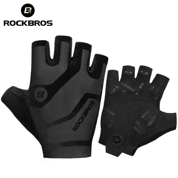 ROCKBROS-guantes de ciclismo para hombre, transpirables, a prueba de golpes, guantes de ciclismo sin dedos para verano, guantes deportivos para bicicleta de montaña MTB