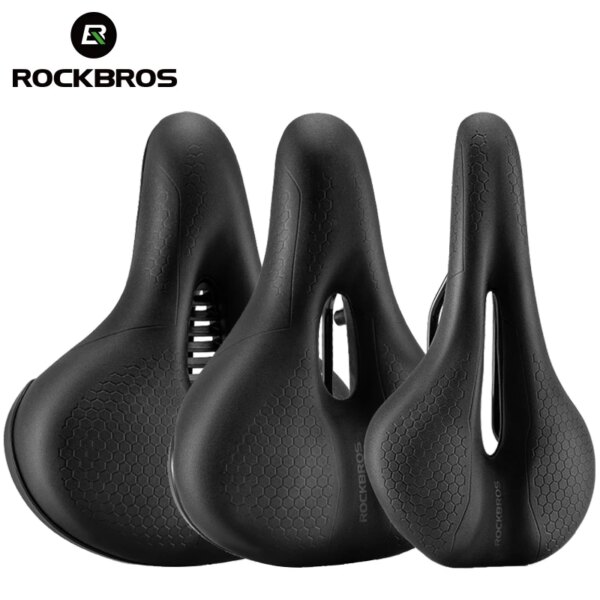 ROCKBROS-sillín para bicicletas de montaña, asiento con esponja de memoria suave, cojín para bicicleta, transpirable, informal, para ciclismo de carreras todoterreno