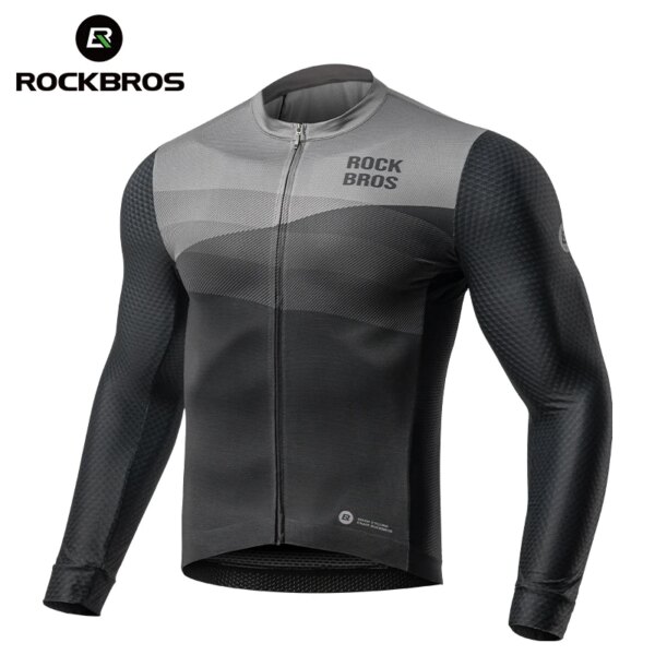 ROCKBROS-Chaqueta de ciclismo para hombre, Tops de manga larga, ropa deportiva antisudor de secado rápido para primavera y verano, camisetas de Ciclismo de Carretera MTB