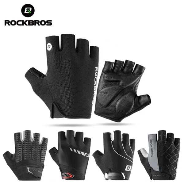 ROCKBROS PRO-guantes de ciclismo profesionales, transpirables, de medio dedo, para bicicleta de montaña o motocicleta, con almohadilla de Gel, a prueba de golpes, para deporte de bicicleta